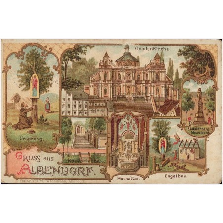 Gruss aus Albendorf. Ursprung. Gnaden Kirche. Kalvarienberg. Hochaltar. Engelbau. Osterberg-Monument