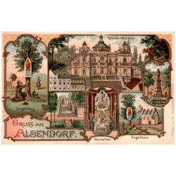 Gruss aus Albendorf. Ursprung. Gnaden Kirche. Kalvarienberg. Hochaltar. Engelbau. Osterberg-Monument