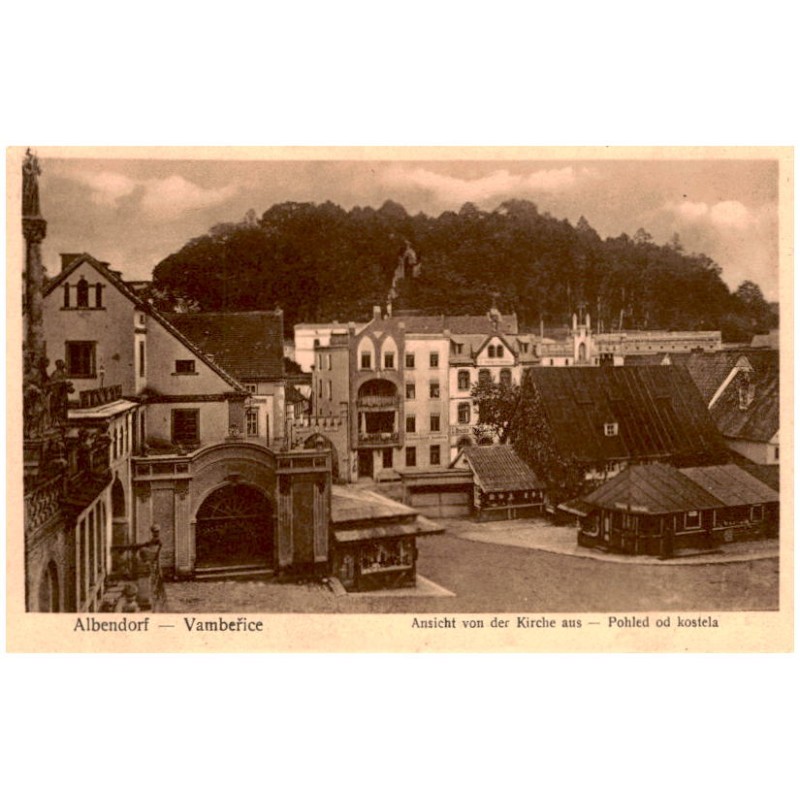 Albendorf - Vambeřice. Ansicht von der Kirche aus - Pohled od kostela