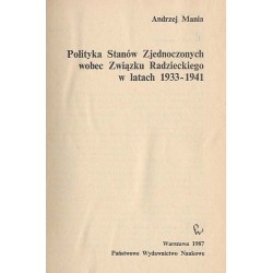 Polityka Stanów Zjednoczonych wobec Związku Radzieckiego w latach 1933-1941