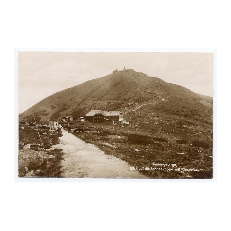 "5. Riesengebirge, Blick auf die Schneekoppe mit Riesenbaude. Reihe 21 Bild 5"