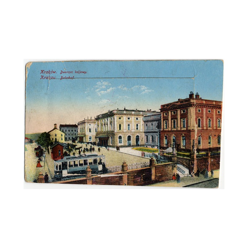 Kraków. Dworzec kolejowy. Krakau. Bahnhof. / leporello: 1) Wawel. 2) Kościół Maryacki i Sukiennice. 3) Kościół N.P. Maryi od str