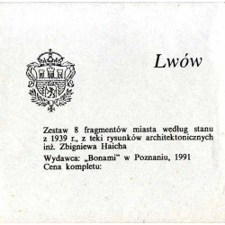 Lwów. Zestaw 8 fragmentów miasta według stanu z 1939 r., z teki rysunków architektonicznych inż. Zbigniewa Haicha