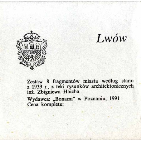 Lwów. Zestaw 8 fragmentów miasta według stanu z 1939 r., z teki rysunków architektonicznych inż. Zbigniewa Haicha