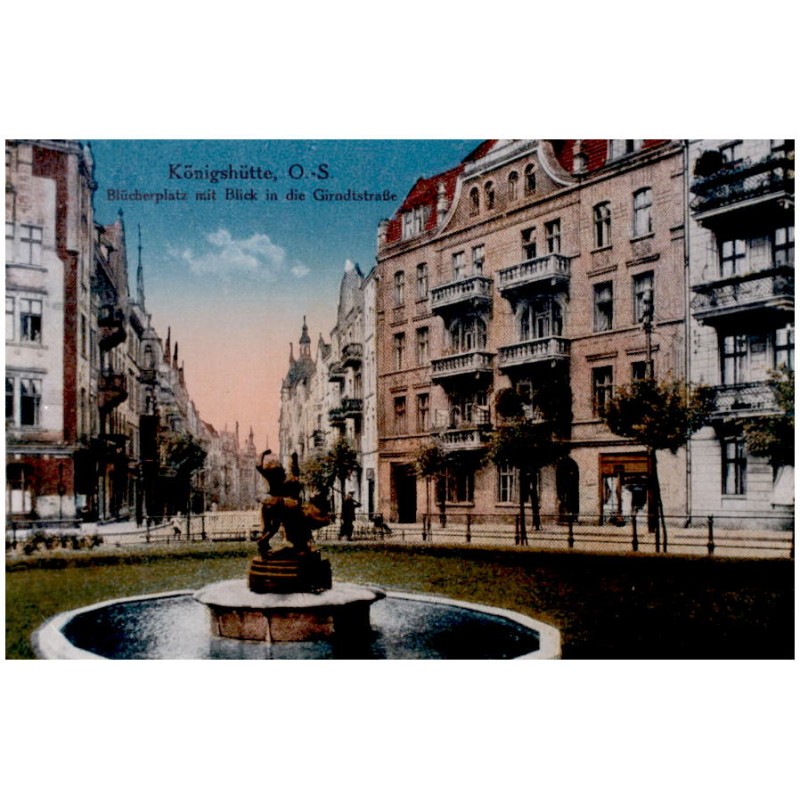 "Königshütte, O.-S. Blücherplatz mit Blick in die Girndtstraße"