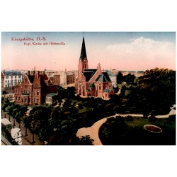 "Königshütte, O.-S. Evgl. Kirche mit Hüttenvilla"