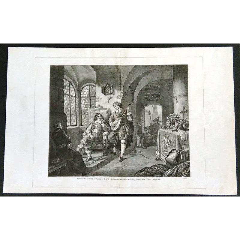 "Królewicz Jan Kazimierz w więzieniu we Francyi. Kopia obrazu Al. Lessera, z Wystawy Obrazów Tow. Z. Szt. P. w Król. Pol. (5590)
