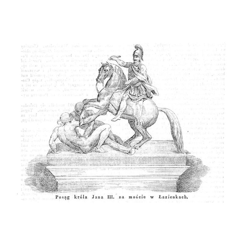 "Posąg króla Jana III. na moście w Łazienkach."