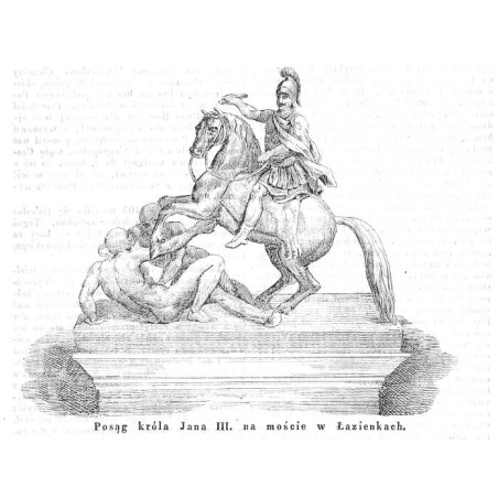 "Posąg króla Jana III. na moście w Łazienkach."