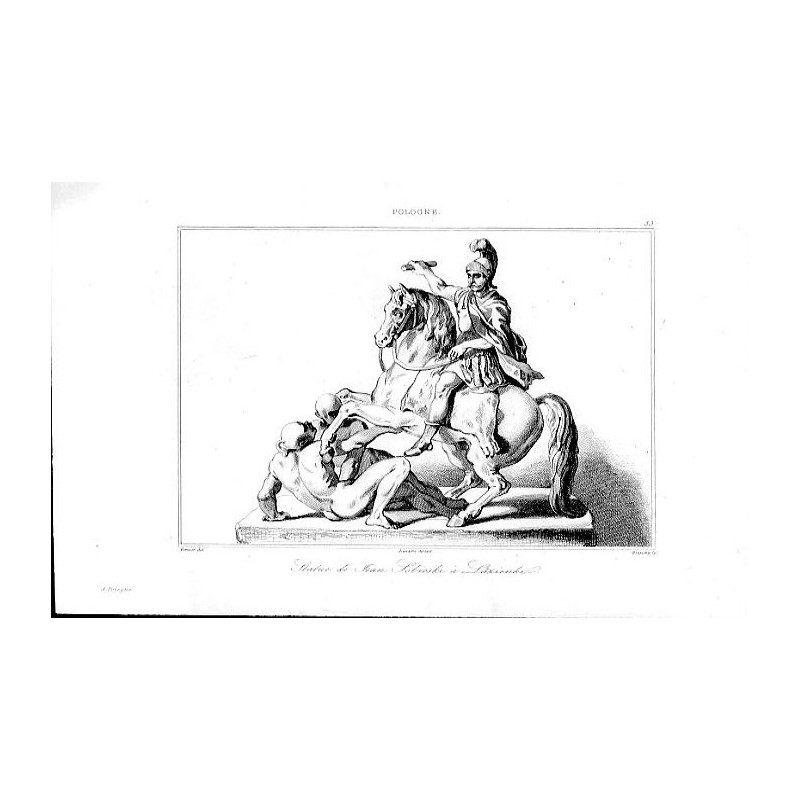 Warszawa. Łazienki Królewskie. Pomnik Jana III Sobieskiego / "POLOGNE. 33. Statue de Jean Sobieski à Lazienki."