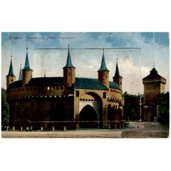 Kraków. Rotunda przy Bramie Floryańskiej. / leporello: Wawel - Königschloss. Teatr miejski - Stadt. Theater. Rynek z kościołem M