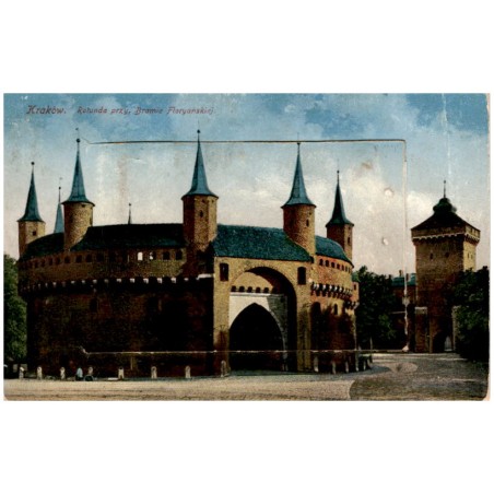 Kraków. Rotunda przy Bramie Floryańskiej. / leporello: Wawel - Königschloss. Teatr miejski - Stadt. Theater. Rynek z kościołem M