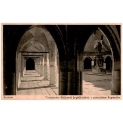 Kraków. Dziedziniec Bibljoteki Jagiellońskiej z pomnikiem Kopernika. / Rewers: Fot. St. Kolowiec.