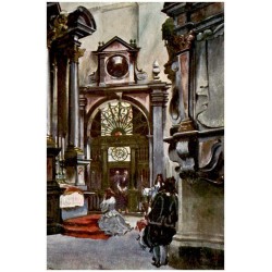 Kaplica Gamrata. Z boku Królowa Marysieńka modli się u stopni ołtarza św. Krzyża o zwycięstwo nad Turkami. Gamratkapelle. La cha