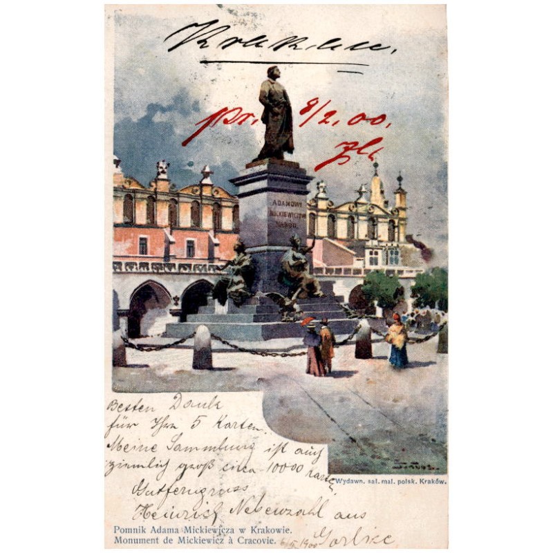 Pomnik Adama Mickiewicza w Krakowie. Monument de Mickiewicz à Cracovie.