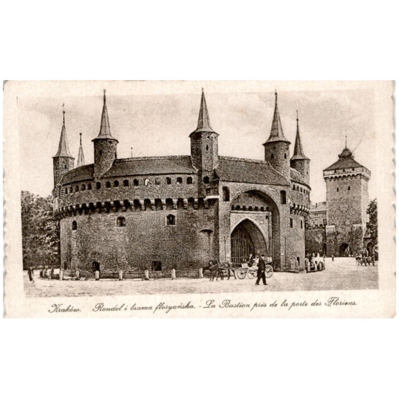 Kraków. Rondel i brama floryańska. - La Bastion prés de la porte des Floriens.
