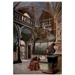 Wawel. - Mal. St. Tondos i W. Kossak. Kaplica Batorego. - W stallach siedząca Anna Jagiellonka. Chapelle Batory