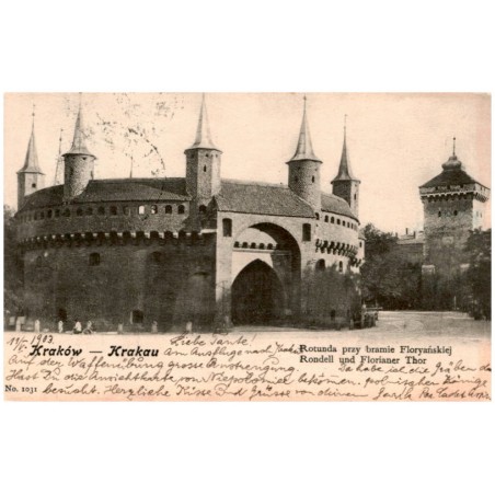 Krakó - Krakau. Rotunda przy bramie Floryańskiej. Rondell und Florianer Thor.