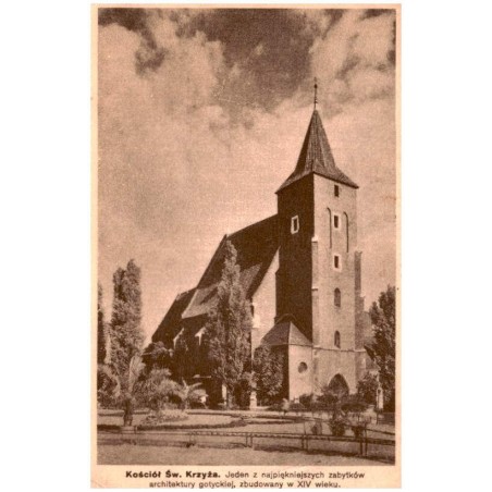 Kościół Św. Krzyża. Jeden z najpiękniejszych zabytków architektury gotyckiej, zbudowany w XIV wieku. / Rewers: A. Piasecki. Fabr