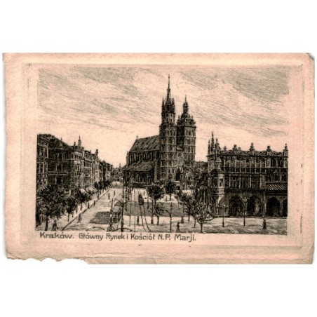 Kraków. Główny Rynek i Kościół N.P. Marji.
