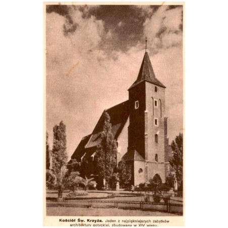 Kościół Św. Krzyża. Jeden z najpiękniejszych zabytków architektury gotyckiej, zbudowany w XIV wieku. / Rewers: A. Piasecki. Fabr