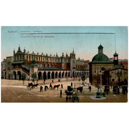 Kraków. Sukiennice. Tuchhalle. Sukiennice i Kościół św. Wojciecha. / leporello: Wawel - Königsschloss. Kościół Maryacki i Sukien