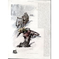 Karkonosze / [1] "In der Führerstube. Originalzeichnung von Fritz Gehrke." [2] "Umgeworfen. Originalzeichnung von Fritz Gehrke.