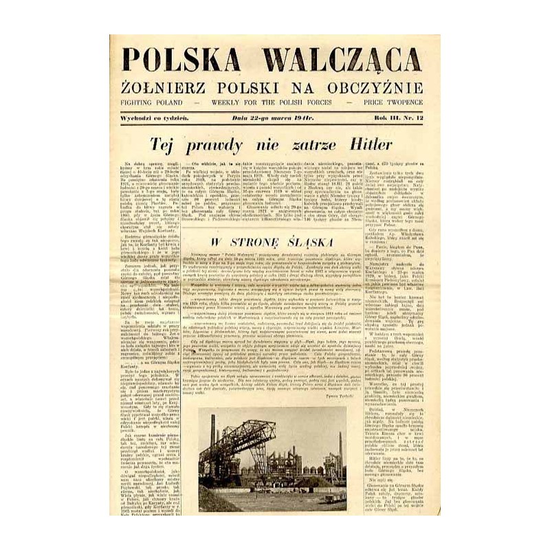 Polska Walcząca - Żołnierz polski na obczyźnie. Fighting Poland. Weekly for the Polish Forces. R.3 (1941). Nr 12 (22 marca 1941)