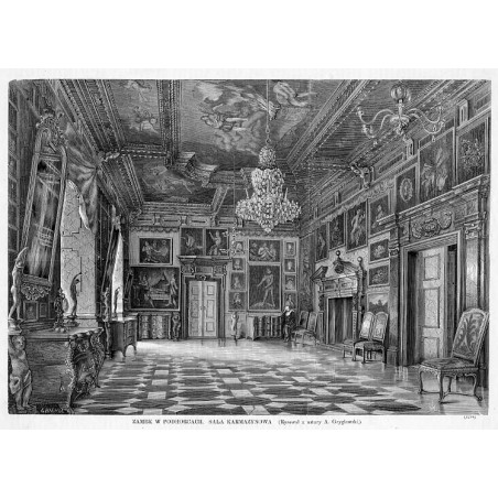 Zamek w Podhorcach. Sala Karmazynowa. Rysował z natury A. Gryglewski / "ZAMEK W PODHORCACH. SALA KARMAZYNOWA (Rysował z natury A