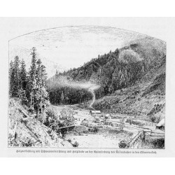 "Holzwerkohlung mit Schwemmeinrichtung und Holzlände an der Ausmündung des Řečicabaches in den Ostravicafluss. (im östlichen Sch