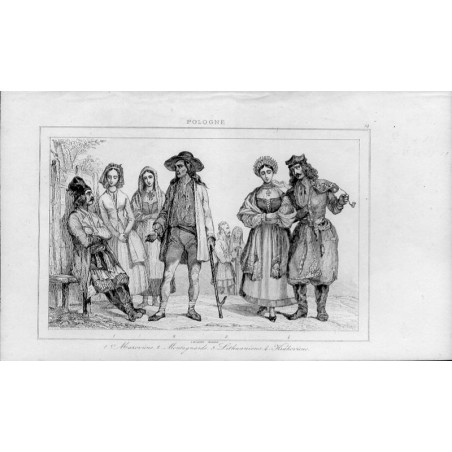 Typy polskie i litewskie / "POLOGNE. 54 1. Mazoviens, 2. Montagnards, 3. Lithuaniens, 4. Krakoviens."