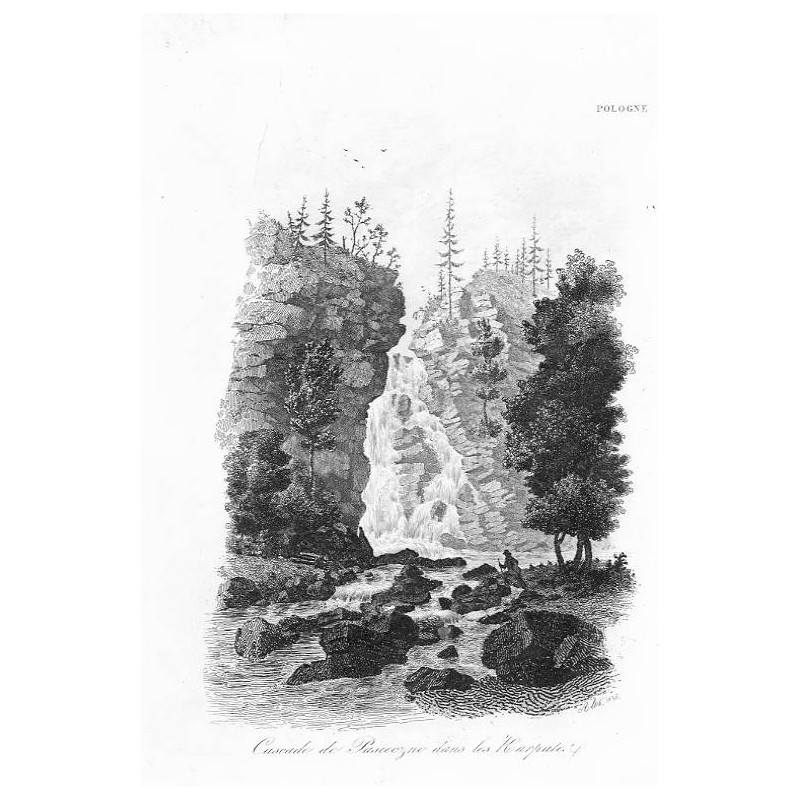 "Cascade de Pasieczno dans les [monts] Karpates."