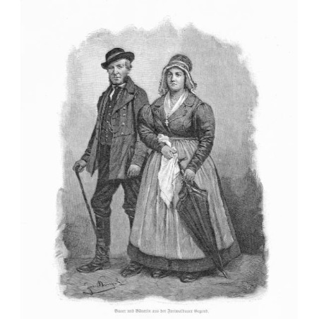 "Bauer und Bäuerin aus der Freiwaldauer Gegend."