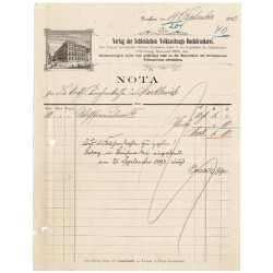"NOTA. Verlag der Schlesischen Volkszeitungs-Buchdruckerei [...]". Breslau 19.09.1893