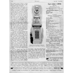 "Pomnik Józefa Szujskiego w Tarnowie. Rys. Ks. Pilatti, ryt. w drzew. "Kłosów" A. Malinowski."