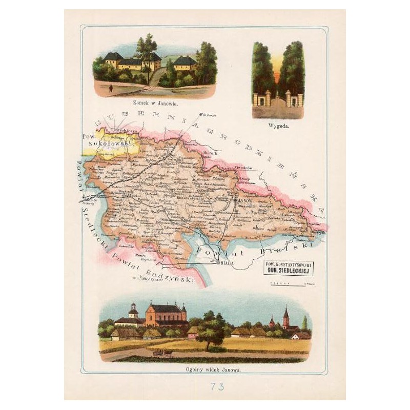 73 Pow. Konstantynowski Gub. Siedleckiej. Zamek w Janowie. Wygoda. Ogólny widok Janowa / "73 POW. KONSTANTYNOWSKI GUB. SIEDLECKI