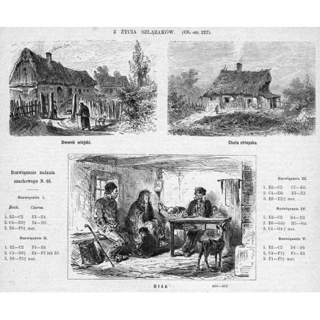 "[1] Dworek wiejski. [2] Chata chłopska. [3] Głód. 460-462"