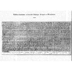 "Tablica kamienna w kościele Świętego Krzyża w Wrocławiu."