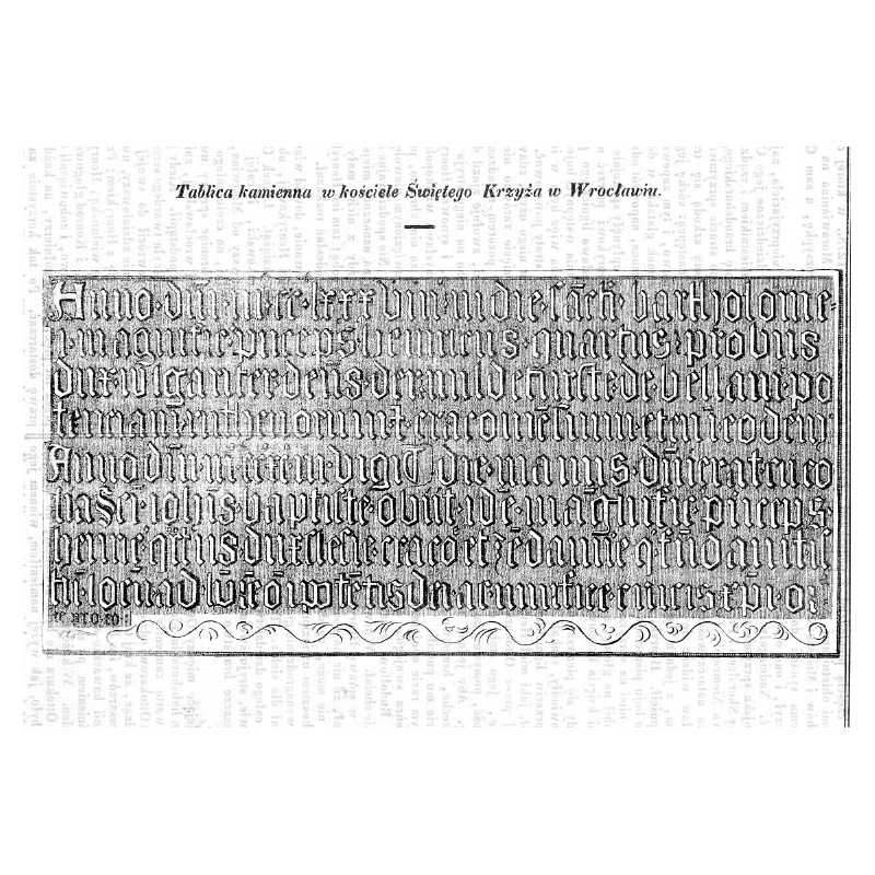 "Tablica kamienna w kościele Świętego Krzyża w Wrocławiu."