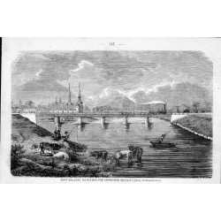 Most żelazny na Bzurze pod Łowiczem (Rysował z natury Aleksandrowicz) / "MOST ŻELAZNY NA BZURZE POD ŁOWICZEM. (Rysował z natury