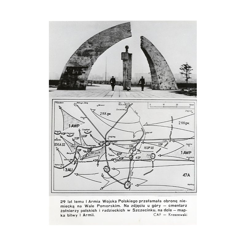 "29 lat temu I Armia Wojska Polskiego przełamała obronę niemiecką na Wale Pomorskim. Na zdjęciu u góry - cmentarz żołnierzy pols