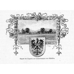 "Gegend bei Trzyniec und Landeswappen von Schlesien."