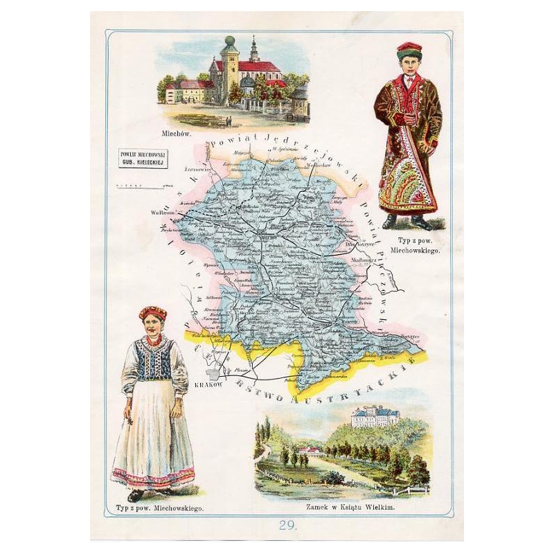 29. Powiat Miechowski Gub. Kieleckiej. Miechów. Typ z pow. Miechowskiego. Typ z pow. Miechowskiego. Zamek w Książu Wielkim / "29