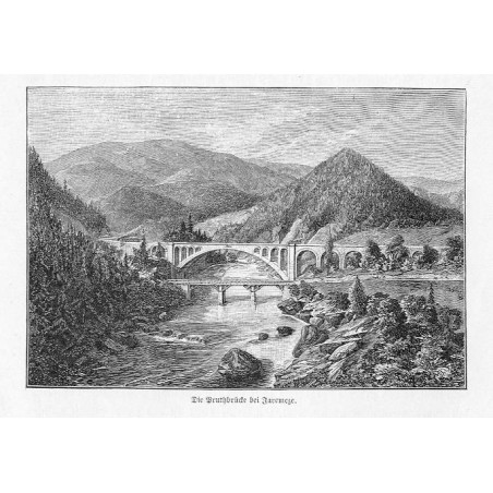 "Die Pruthbrücke bei Jaremcze." / "Die Pruthbrücke bei Jaremcze (Linie Stanislau-Woronienka), von demselben (K. Jęczmienowski)"