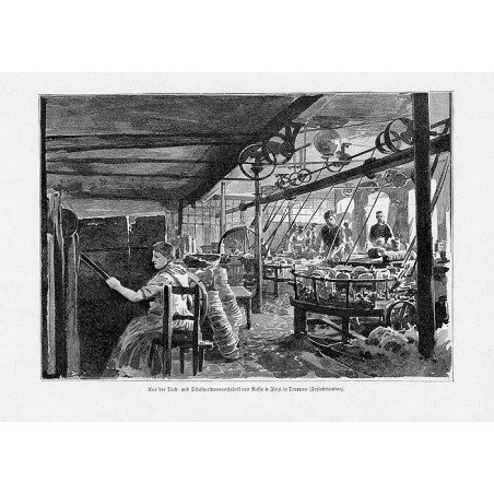 "Aus der Tuch und Schafwollwaarenfabrik von Russo & Finzi in Troppau  (Fezfabrication)."