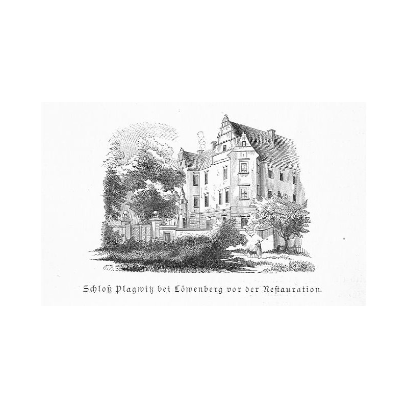 "Schloß Plagwitz bei Löwenberg vor der Restauration."
