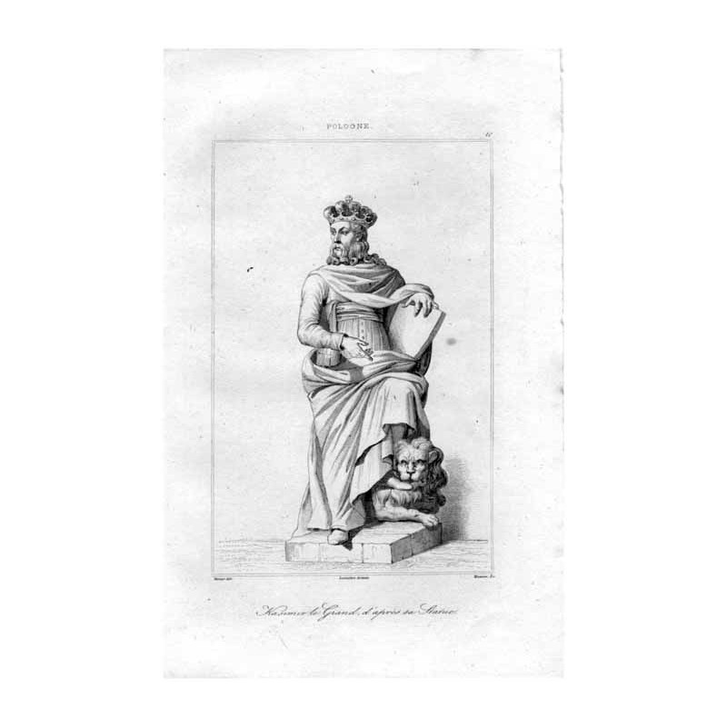 Warszawa. Łazienki Królewskie. Rzeźba króla Kazimierza III Wielkiego / "POLOGNE. 10 Kasimir le Grand, d'apres sa Statue."