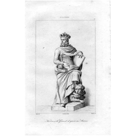 Warszawa. Łazienki Królewskie. Rzeźba króla Kazimierza III Wielkiego / "POLOGNE. 10 Kasimir le Grand, d'apres sa Statue."