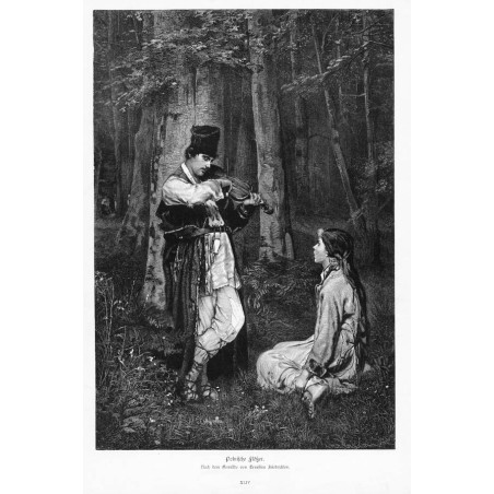 "Polnische Flößer. Nach dem Gemälde von Ernestine Friedrichsen. XLIV" / Flisak