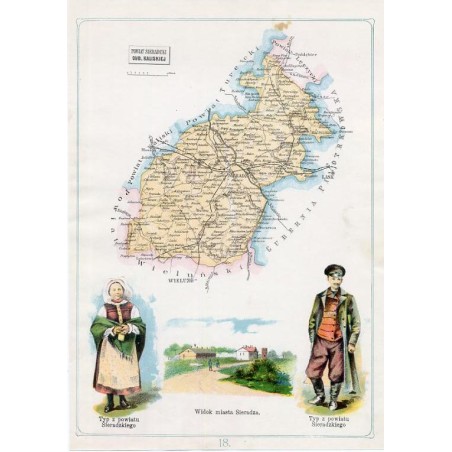 18. Powiat Sieradzki Guberni Kaliskiej / "18. POW. SIERADZKI GUB. KALISKIEJ Typ z powiatu Sieradzkiego. Widok miasta Sieradza. T